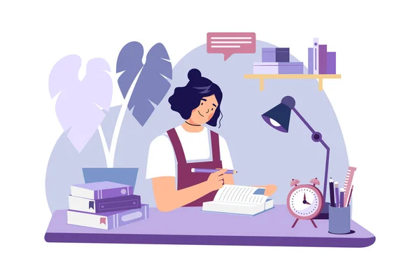 Student Doing Homework Illustration Concept White Background — Image vectorielle