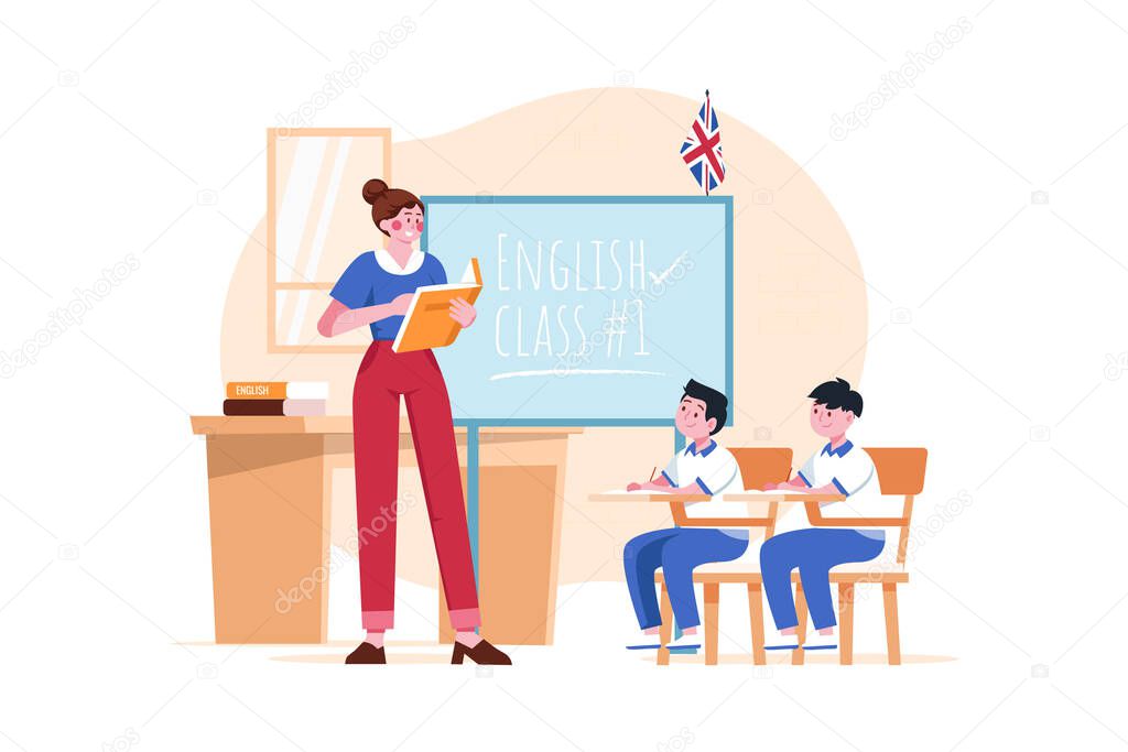 English teacher Illustration concept on white background