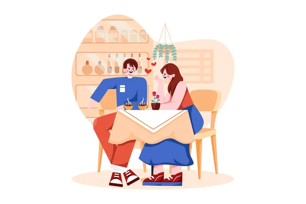 Couple Drinking Coffee Coffee Shop — Stock Vector