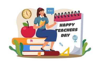 Teacher's Day Illustration concept on white background