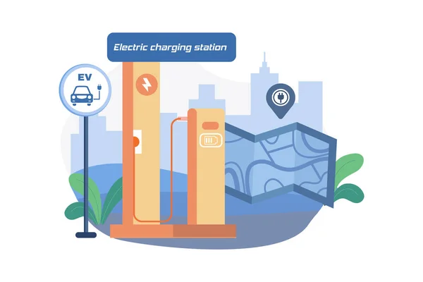 Electric Charging Station Location — Vettoriale Stock