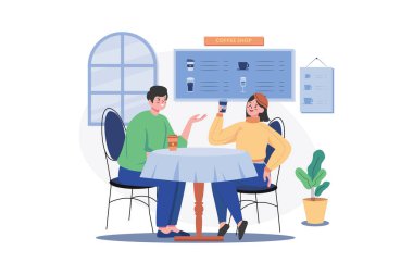 Bir kafede kahve içme Çift