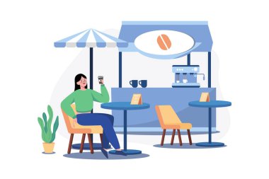 Street coffee stall Illustration concept on white background