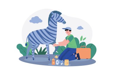 Caring For Animals Illustration concept on white background