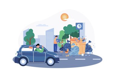 Garbage On The Road Illustration concept on white background