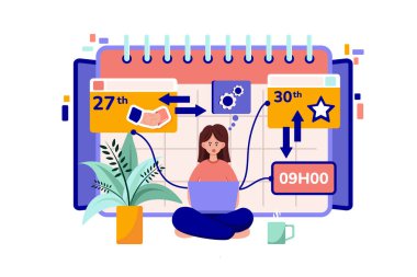 Girl setting up her schedule
