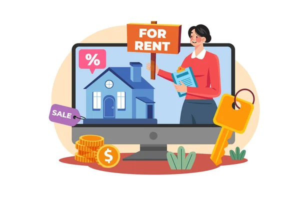 Online House Rental Service — Stok Vektör