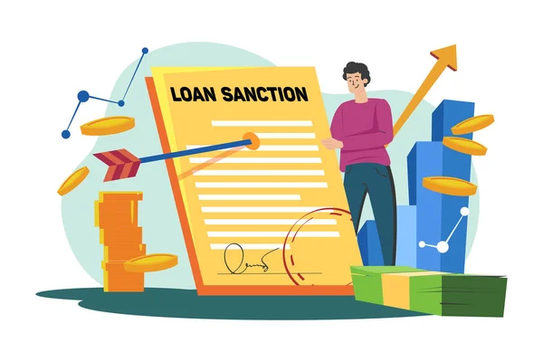 Man Holding Loan Sanction Letter Hands — Vettoriale Stock