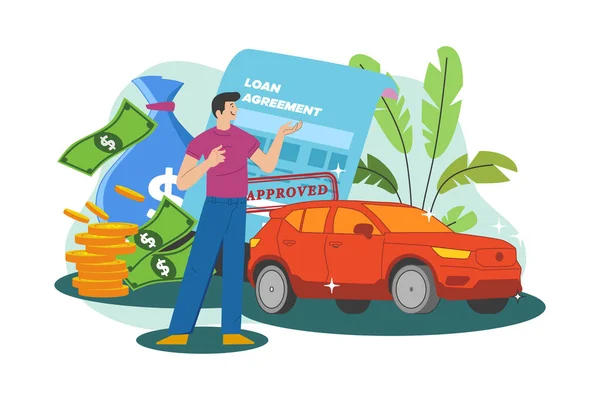 Man Getting Car Loan Approved — Wektor stockowy