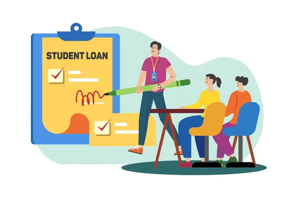 Student Applying Student Loan — Vettoriale Stock