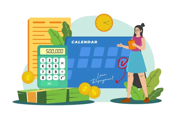 Loan Repayment Date Illustration Concept White Background — 스톡 벡터