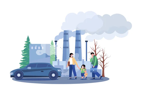 Air Pollution Illustration Concept White Background — Archivo Imágenes Vectoriales