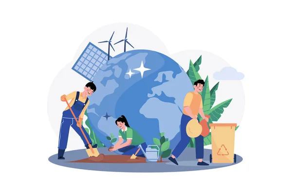 Cleaning Earth Environment Illustration Concept White Background — Vetor de Stock