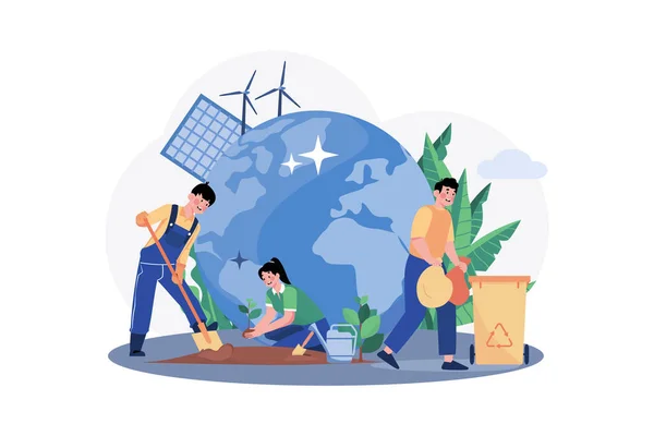 Cleaning Earth Environment Illustration concept on white background
