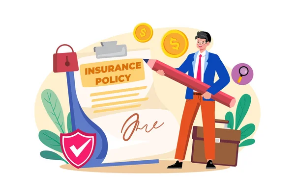 Insurance Policy Illustration Concept White Background — Archivo Imágenes Vectoriales