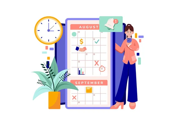 Businesswoman Checking Her Schedule — Stock Vector