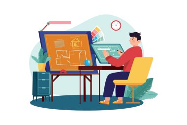 Design Jobs Illustration concept. A flat illustration isolated on white background