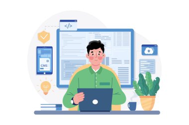 Man Coder Development Programming Computer clipart svg vector 