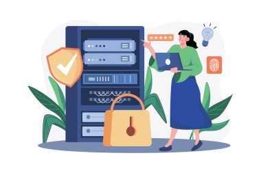 Beyaz arkaplan üzerindeki Sunucu Bakım Illustration kavramı