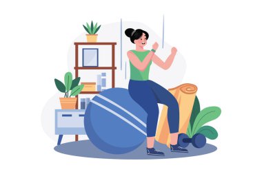 Beyazların arka planında spor topu yuvarlama konseptiyle egzersiz yapın