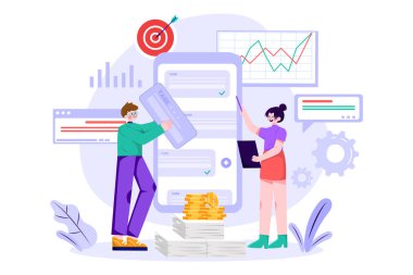 Business task management Illustration concept on white background