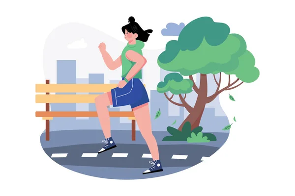 Correr Parque Concepto Ilustración Sobre Fondo Blanco — Vector de stock