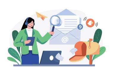 Müşteri postasıyla çalışan büyüteçli geliştirici.