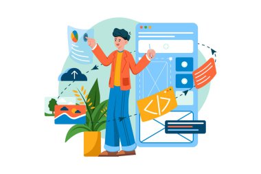 Mobile Designer Illustration concept on white background