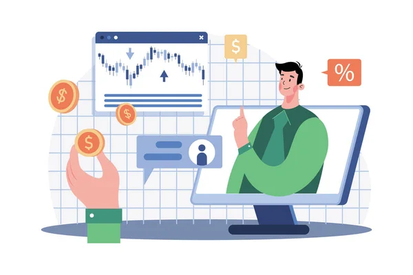 Stockbroker Illustration Concept Sur Fond Blanc — Image vectorielle