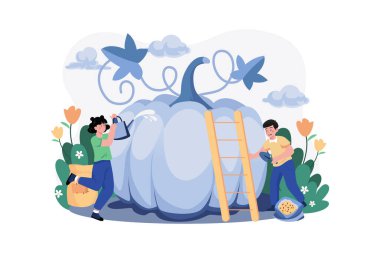 Çocuklar Şükran Günü 'nde Balkabaklarıyla ilgilenir.