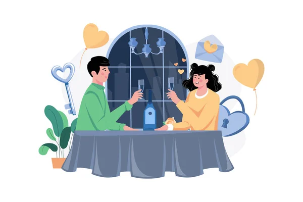 Couple Dating Restaurant — Stock Vector