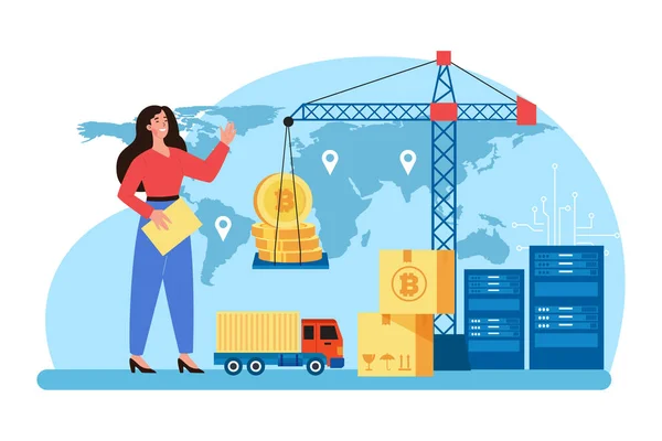 Blockchain Supply Chain Illustratie Concept Witte Achtergrond — Stockvector
