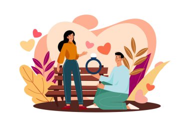Sevgililer Günü Illustration konsepti. Düz illüstrasyon beyaz arkaplanda izole edildi