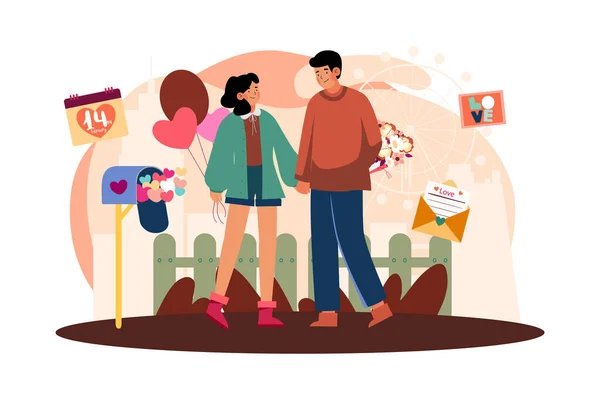 Sevgililer Günü Illustration Konsepti Düz Illüstrasyon Beyaz Arkaplanda Izole Edildi — Stok Vektör