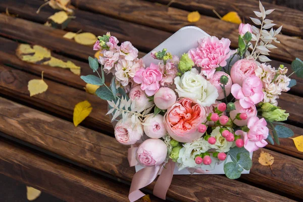 Schöne Reiche Elegante Hochzeit Rosa Strauß Blumenarrangements Von Floristen Mit — Stockfoto