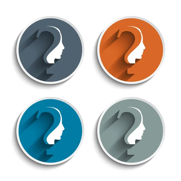 Set of questions mark with human head symbol. Vector illustration. — Stock Vector