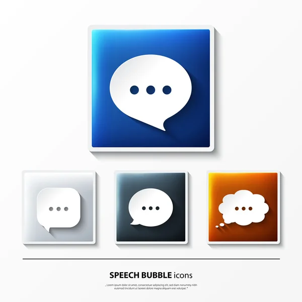 Set of glossy vector icons on button with speech bubbles. — Stock Vector