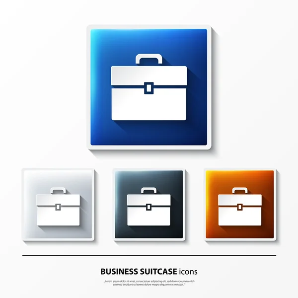 Set of glossy vector icons on button with business suitcase. — Stock Vector