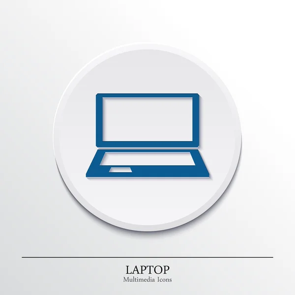 Multimedia icons on button, laptop. Vector. — Stock Vector