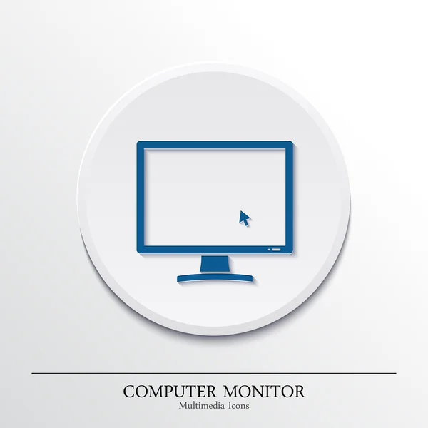 Multimedia icon on button, computer monitor. Vector. — Stock Vector