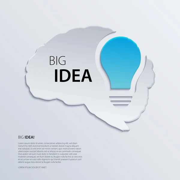 Cerveau avec ampoule bleue, concept d'idée . — Image vectorielle