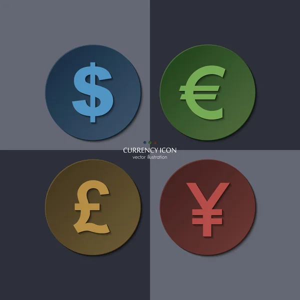 Conjunto vectorial de iconos de moneda, dólar, euro, libra, yen . — Archivo Imágenes Vectoriales