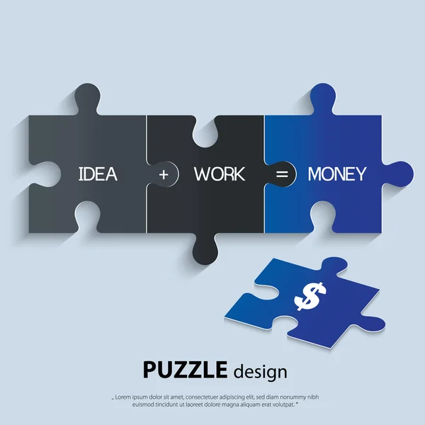 Illustration of piece of jigsaw puzzle showing business equation — Stock Vector