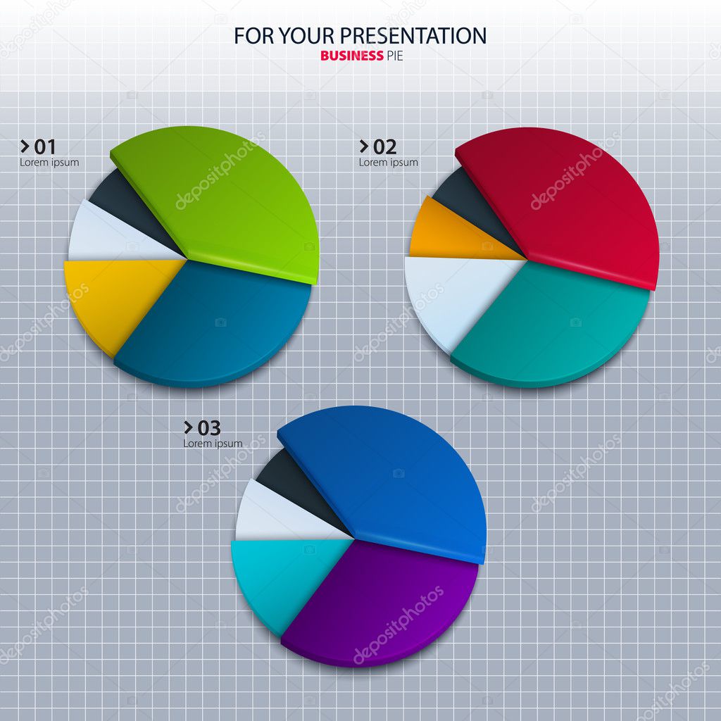 Vector set of colorful pie charts - for your presentation.