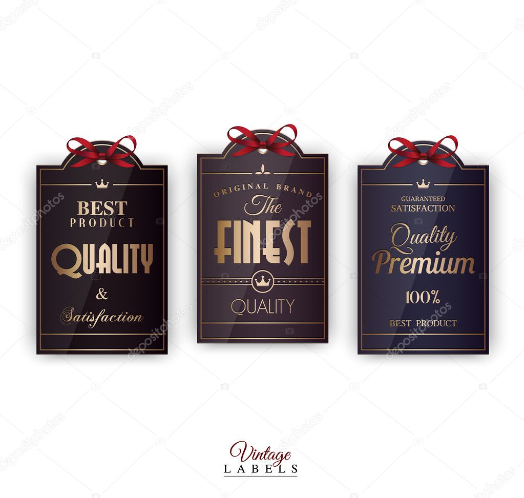 Vector set of vintage tags, labels, emblems and banners.