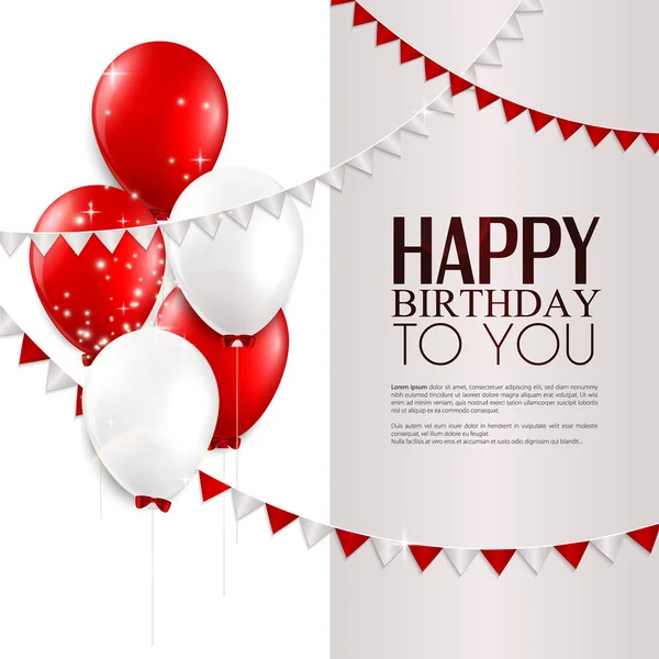 Vektorové narozeninové přání s balónky a narozeninovým textem. — Stockový vektor