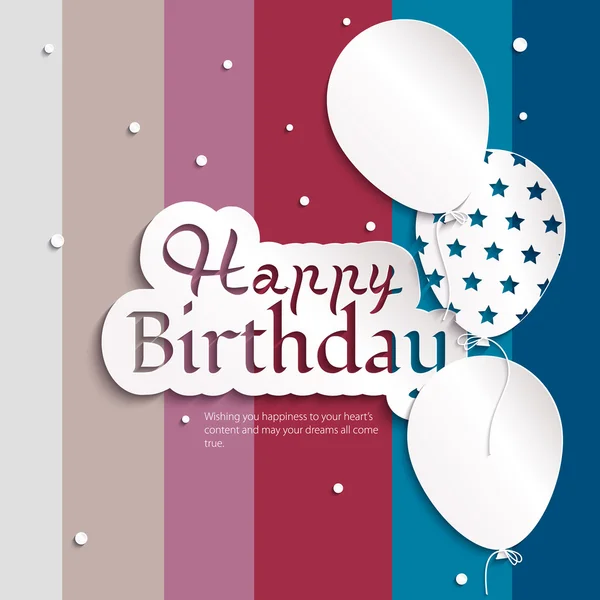 Tarjeta de cumpleaños vectorial con globos y texto de cumpleaños . — Vector de stock