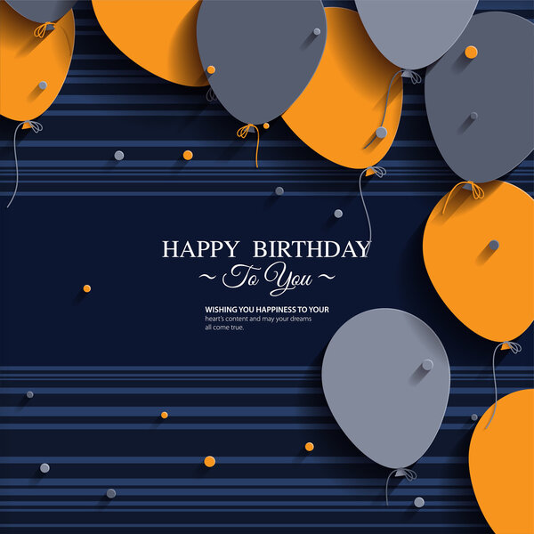 Vector birthday card with balloons and birthday text. Stock Vector