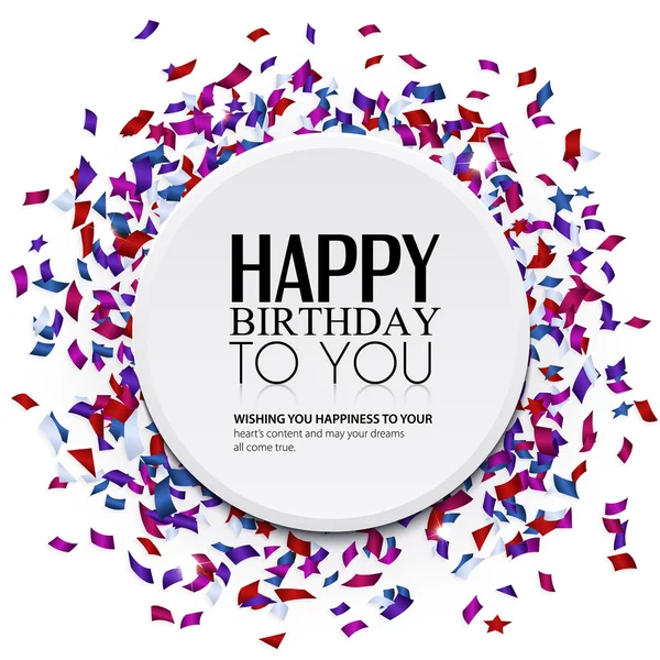 Carte d'anniversaire vectorielle avec confettis et texte d'anniversaire . — Image vectorielle