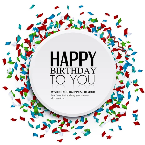 Carte d'anniversaire vectorielle avec confettis et texte d'anniversaire . — Image vectorielle